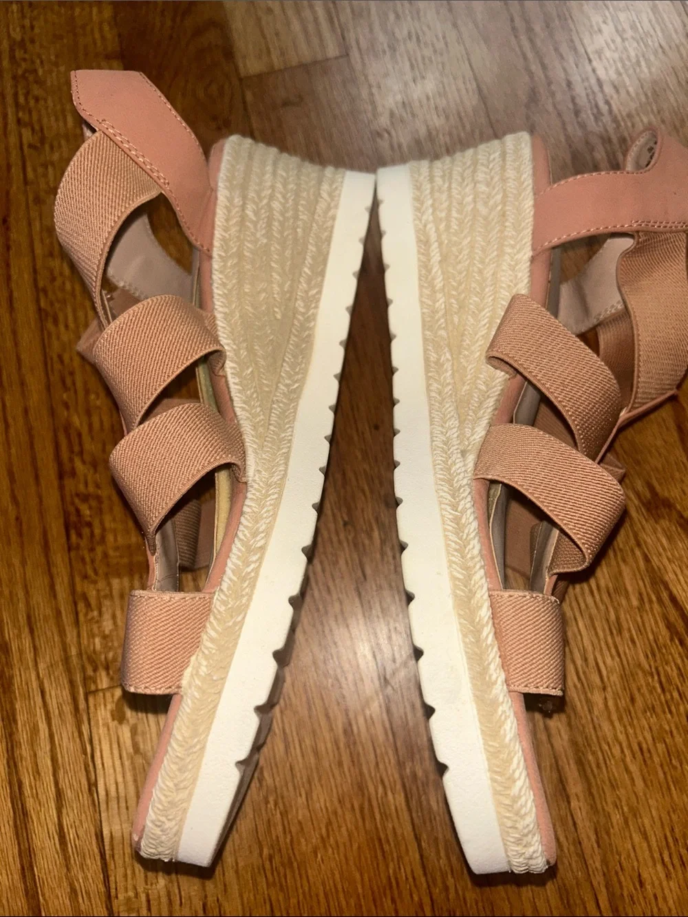 Steven Natural Comfort Women's Elastic Strap Wedge Sandals - Nude Pink NEW 10M